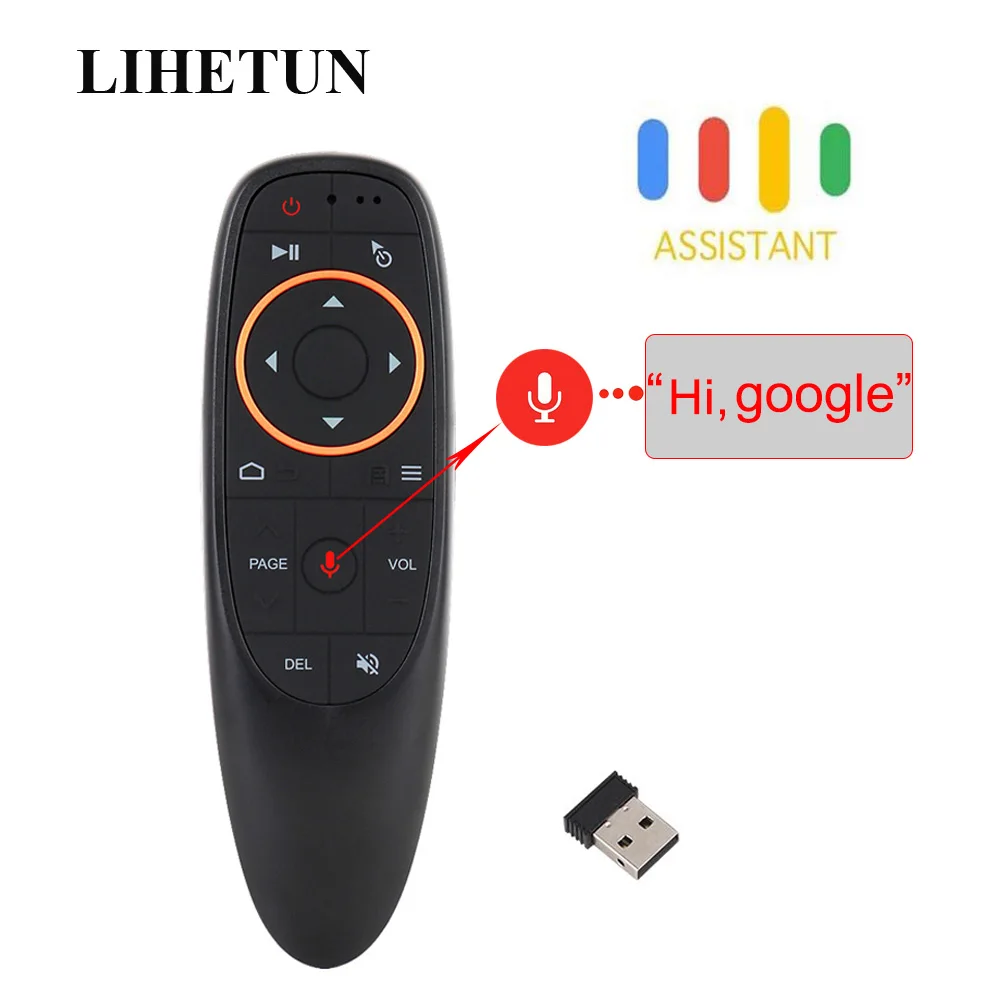 

G10 Voice Air Mouse with USB 2.4GHz Wireless 6 Axis Gyroscope Microphone IR Remote Control For Android tv Box Laptop PC