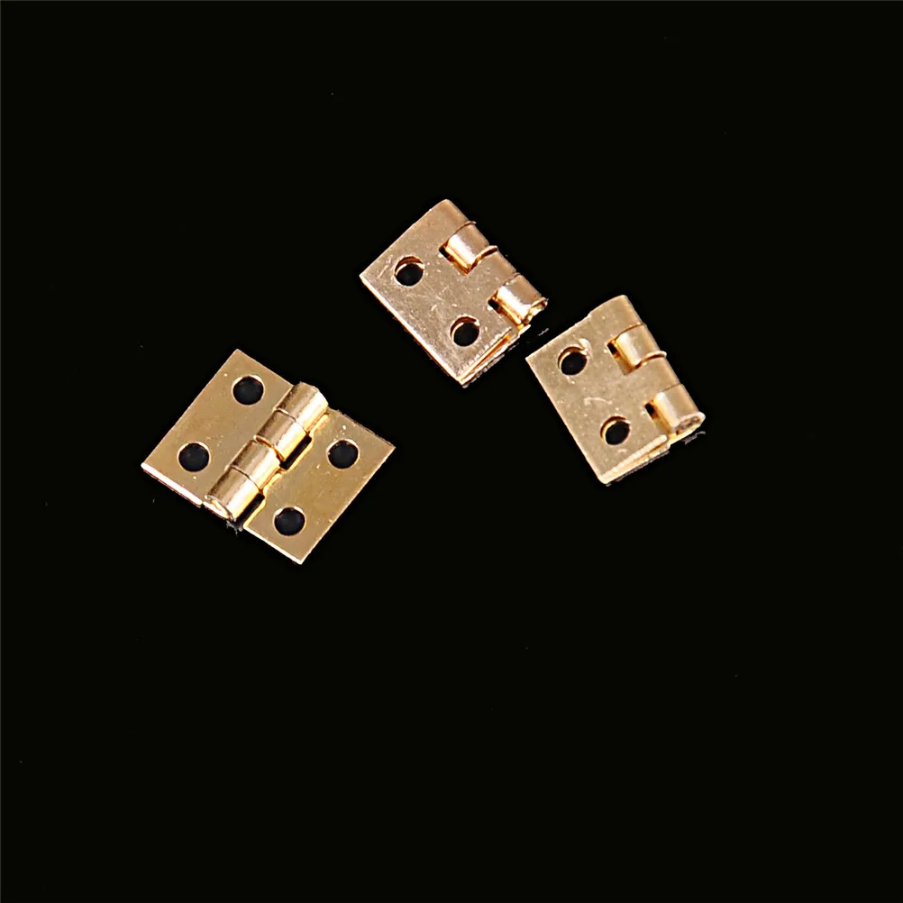20pcs Brass Plated Mini Hinge Small Decorative Jewelry Wooden Box Cabinet Door Hinges with 8mm*10mm Nails Furniture Accessories
