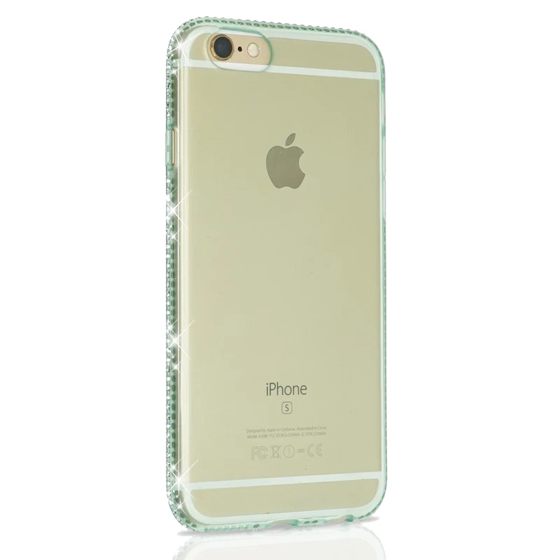 Для iPhone X чехол, роскошные блестящие стразы, мягкий силиконовый чехол s, чехол для Apple iPhone 7 Plus 8 6 6S 5 5S 11 Pro Max XR XS - Цвет: Зеленый