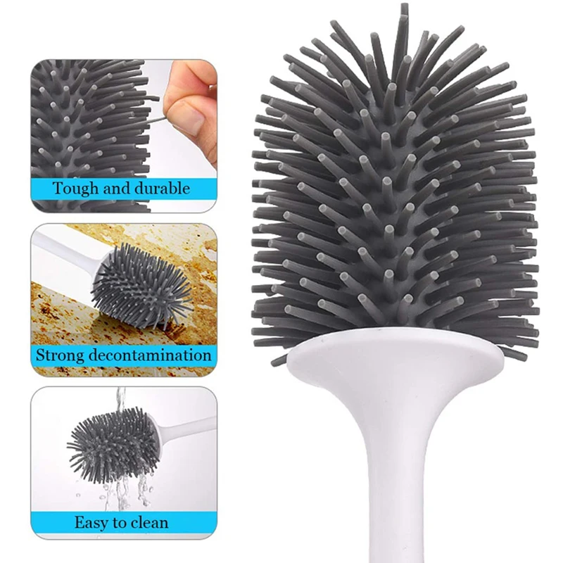 Self Cleaning Rubber Toilet Brush - Wall Hanging  4