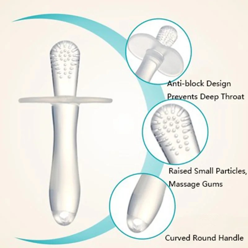 

1Pcs Infant Training Massage ToothBrush for Newborn Transparent Teether Baby Teething Stick Liquid Silicone BPA Free Teether Toy