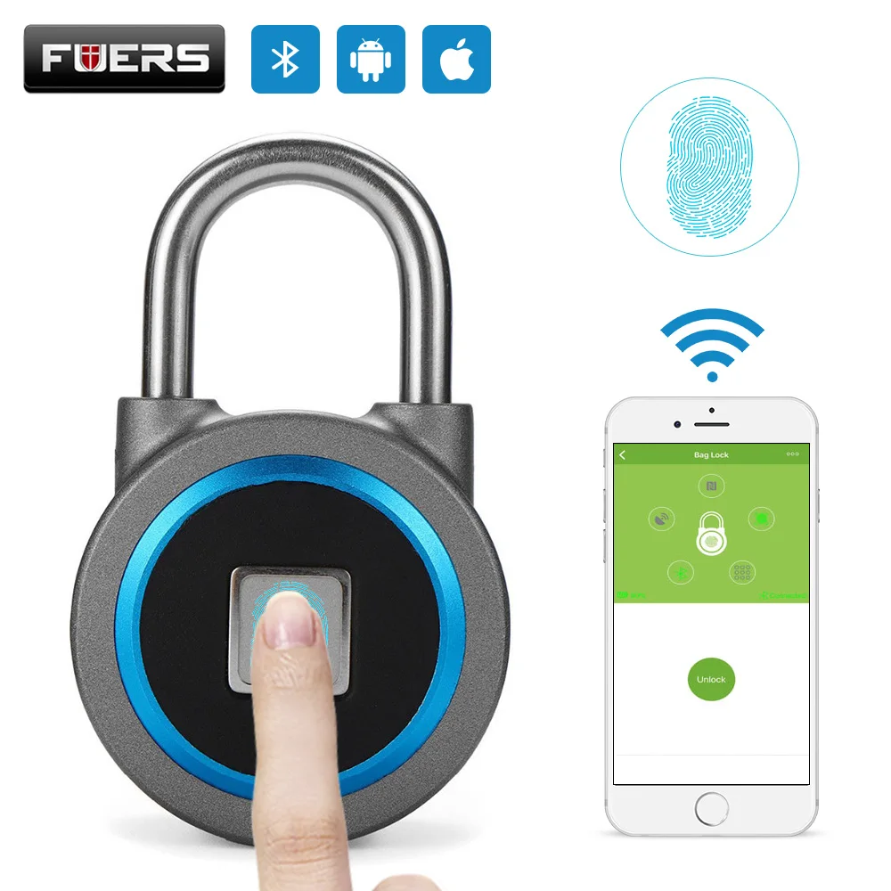 Fingerprint Smart Keyless USB Rechargeable Gift Padlock Waterproof APP Button Password Anti-Theft Luggage Door Lock Android IOS Fingerprint Smart Keyless USB Rechargeable Gift Padlock Waterproof APP Button Password Anti-Theft Luggage Door Lock Android IOS