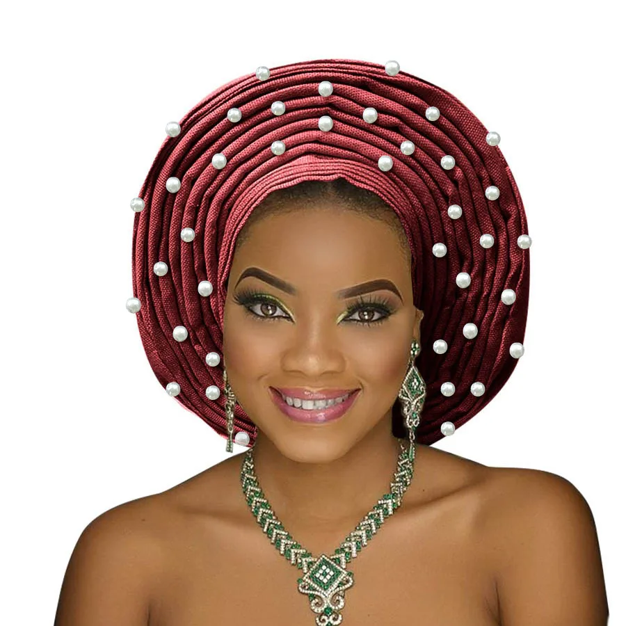 Головной убор Aso oke с бусинами головной aso в нигерийском стиле африканском для