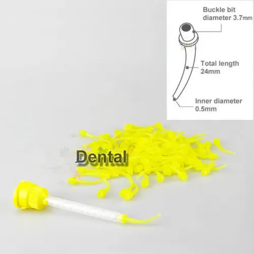 

100 PCS Disposable Dental Intraoral Syringe Mixing Tips Yellow Small Size