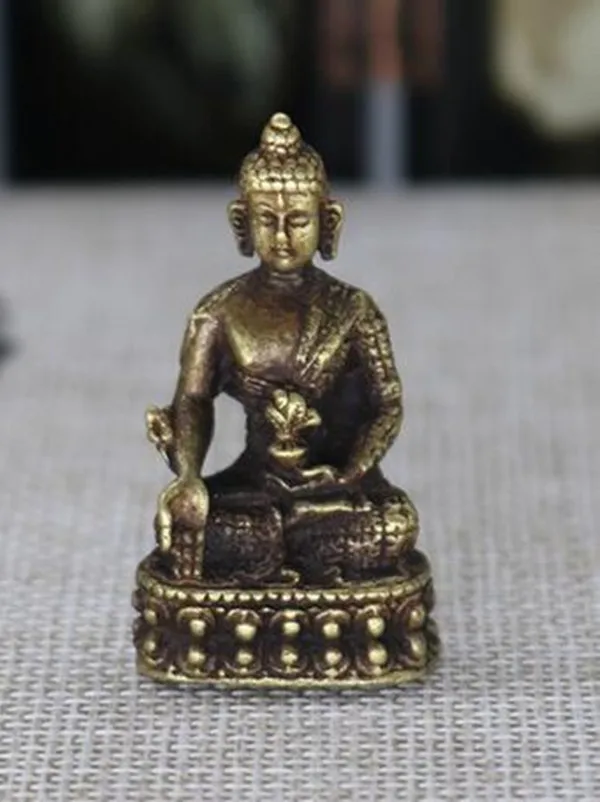 

Chinese pure brass Medicine Buddha small statue