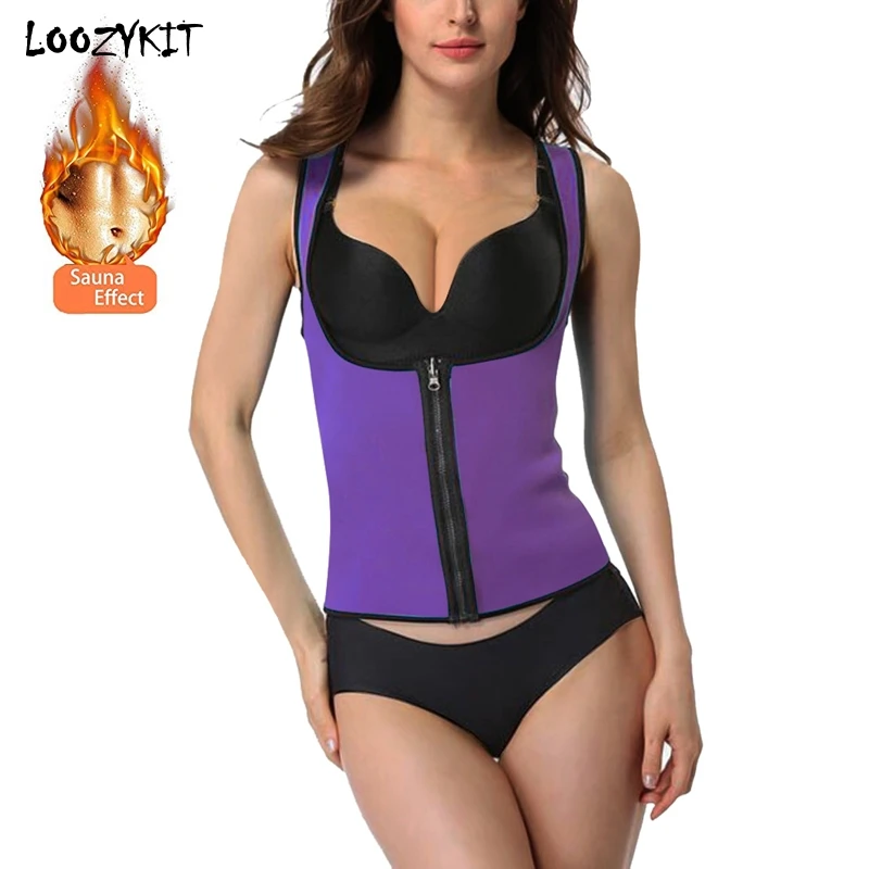 

LOOZYKIT 2019 Women Zipper Wicking Undershirt Body Corset Tight Fitness Undershirt Sliming Belt Body Protective