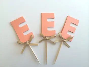 

CUSTOM initials glitter birthday cupcake Toppers baby bridal shower wedding party cake decorations food picks