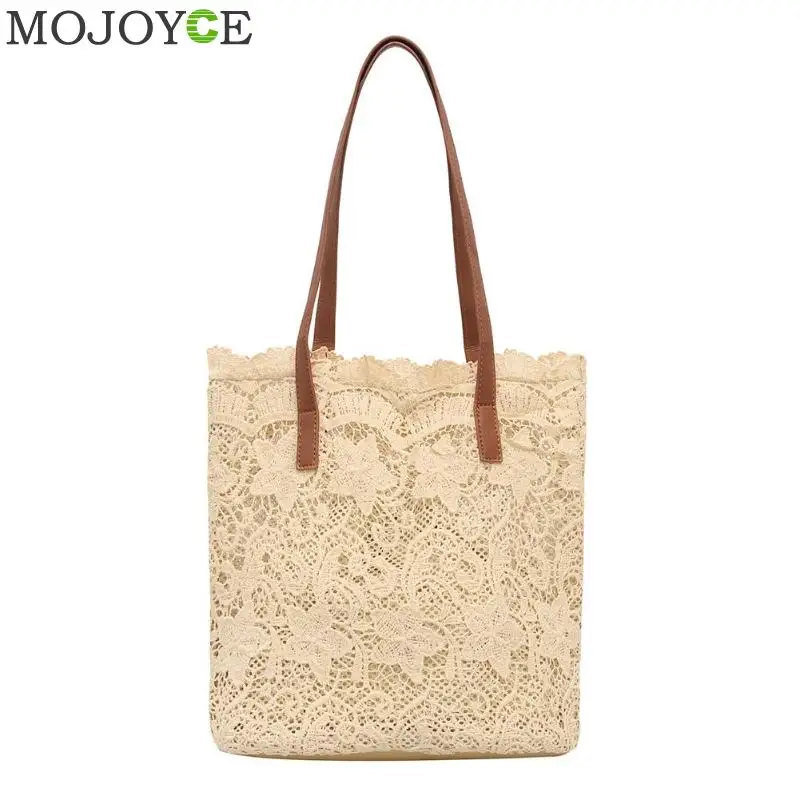 Lace Hollow Out Shoulder Bag Women Handbags Summer Beach Casual Totes Bags Top-Handle Bag