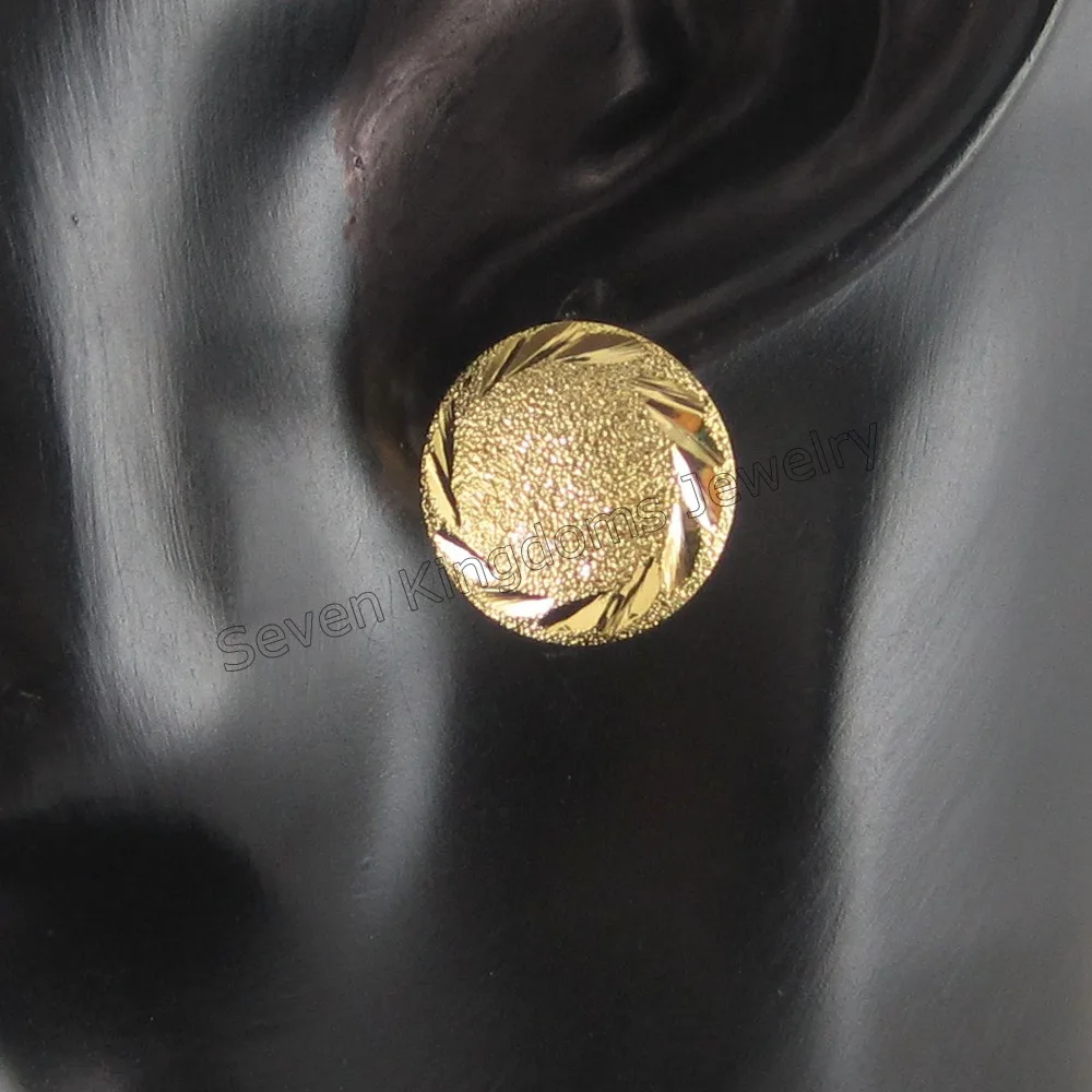 

MIN ORDER IS 10$ / EARRING DANGLE TYPE CLIP ON BACK SIDE FACE DIAMETER 18MM 0.7" - YELLOW GOLD GP OVERLAY FILLED BRASS