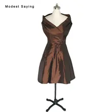 Vintage Brown Ball Gown Off Shoulder Taffeta Party font b Cocktail b font font b Dresses