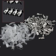 100 Pairs 6.3mm Female Spade Electric Crimp Terminal Connectors with Clear Protect Case