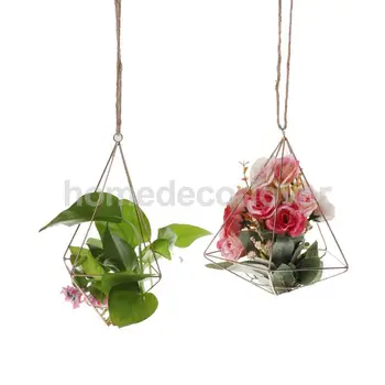 

Rustic Style DIY Wedding Home Garden Air Plant Hanging Rack Flower Holder Geometric Planter Christmas Hanger Decoration