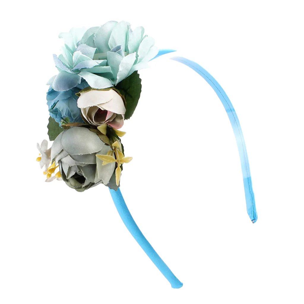 1Pc Handmade Bride Floral Flower Crown Headband Headwear Garland Hair Accessories for Kids Children Girls Baby 4Colors