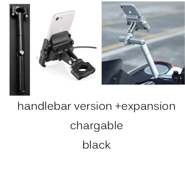 Мотоциклетный держатель для телефона с поддержкой руля заднего вида, байкерское крепление на 360 градусов, подставка для iPhone 8 7 6s Plus, Xiaomi, gps - Цвет: expansion black 2