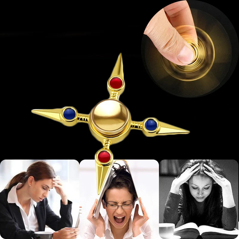 

Adult Kid Aluminum Alloy Figet Spinner Hand Four Finger Bar Desk Focus Toy EDC