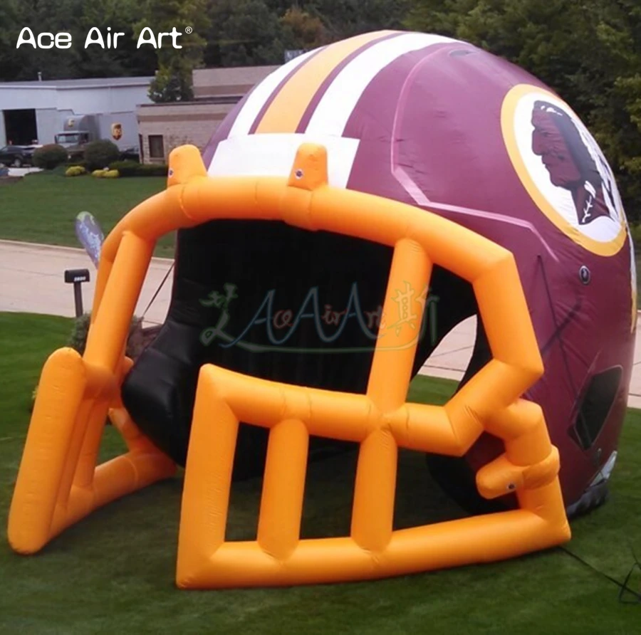 Customized high quality inflatable red soccer helmet model,football helmet tunnels,entrance arch