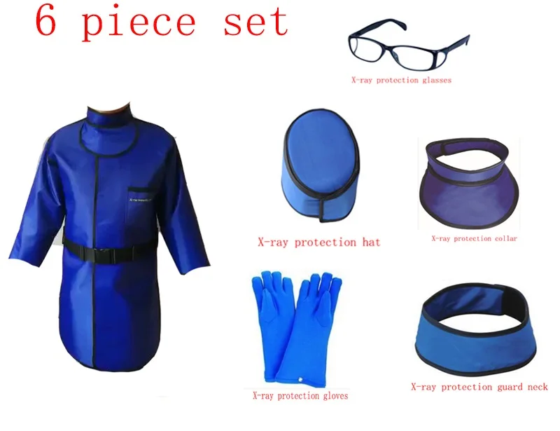 Новая медицинская радиационная защита 0,35 mmpb X-ray y-ray защитная одежда 5 шт. Комплект свинец/шляпа/Шея/куртка/перчатки/очки - Цвет: 5 pcs Suit