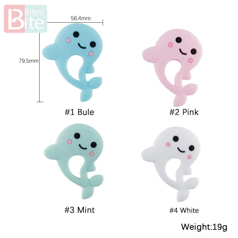 

Bite Bites 1PC Dolphin Silicone Teether Baby Food Grade Silicone Tiny Rod Pendant For Pacifier Baby Goods Baby Teether For Teeth