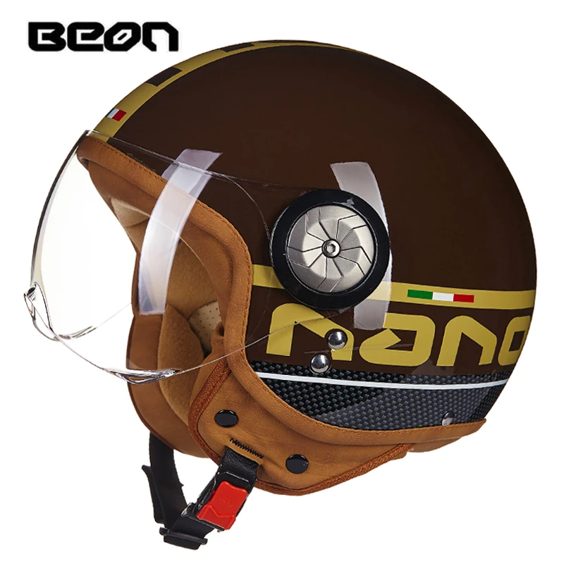 BEON moto rcycle шлем 3/4 с открытым лицом ретро-шлем capacete DOT Сертифицированный для мужчин и женщин cascos para moto половина шлем - Цвет: 10