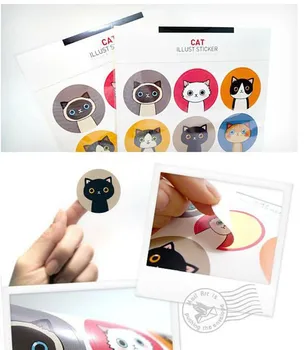 

90 pcs/lot Lovely Kitty&Doll Self-adhesive Stickers Label Sticker DIY Handmade Gift /Cake Paper Sticker,Packaging Accessories