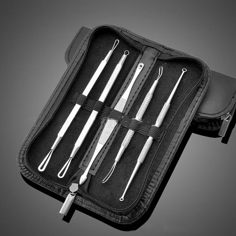 5pcs Face Care Stainless Steel Skin Remover Kit Blackhead Blemish Acne