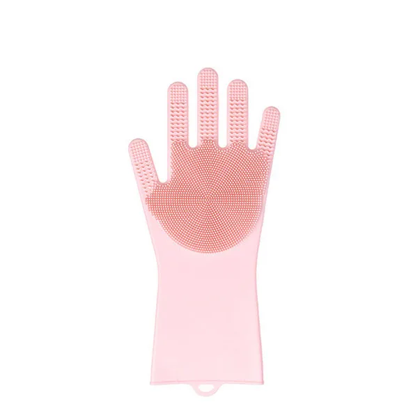 1 шт., волшебная двухсторонняя латексная кисть, силиконовые перчатки для мытья посуды, многоразовые термостойкие перчатки для очистки домашних животных - Цвет: pink