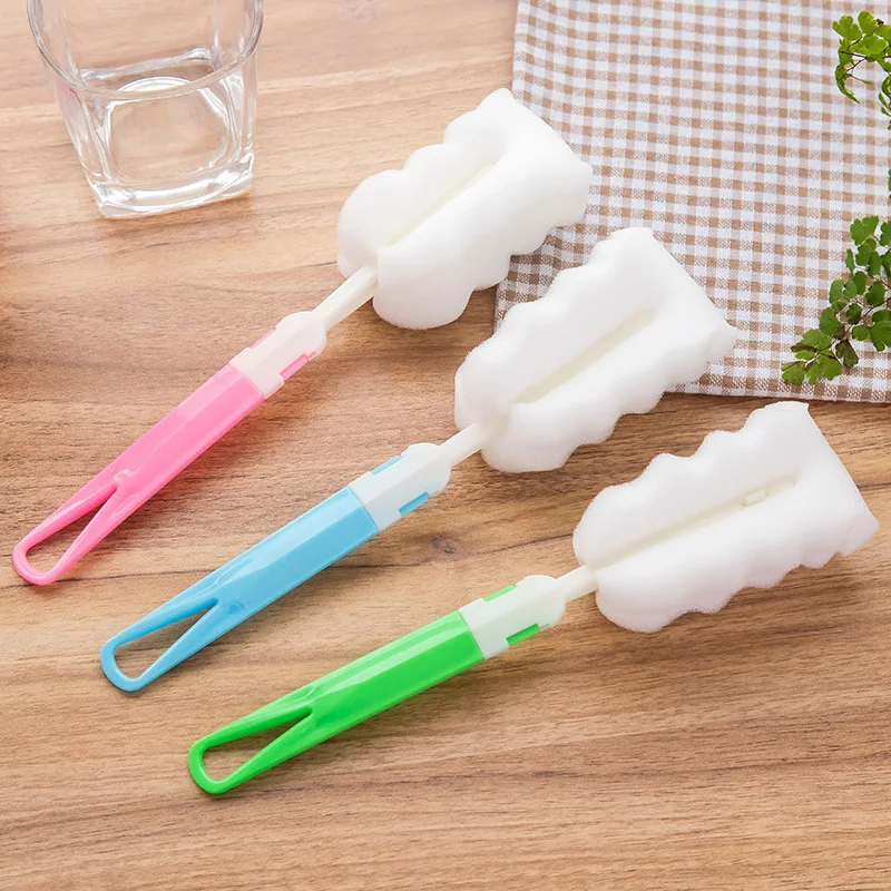 

Kitchen Handle Sponge Brush Bottle Baby Cup Glass Washing Cleaning Cleaner Tool sponge Brush for Tea Coffee Milk Cup Cleaning