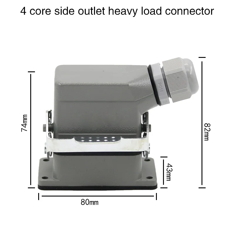 Промышленный прямоугольный разъема для тяжелых условий hdc-he-4/6/10/16/20/24/32/48 ядро 16A водонепроницаемый авиационная вставка сверху и сбоку - Цвет: 4 core lateral line