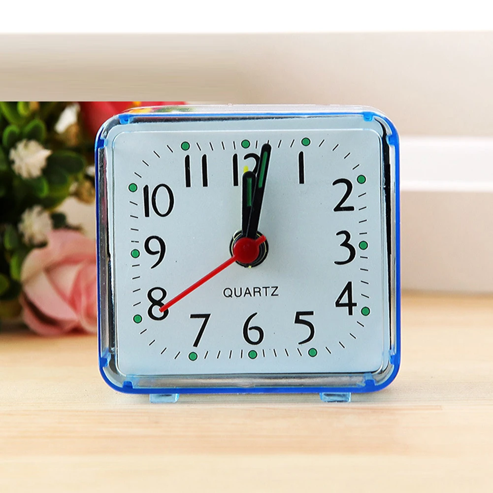 

1x Square Bed Quartz Travel/Mini Alarm Clock Snooze/Light Analogue Face Handy