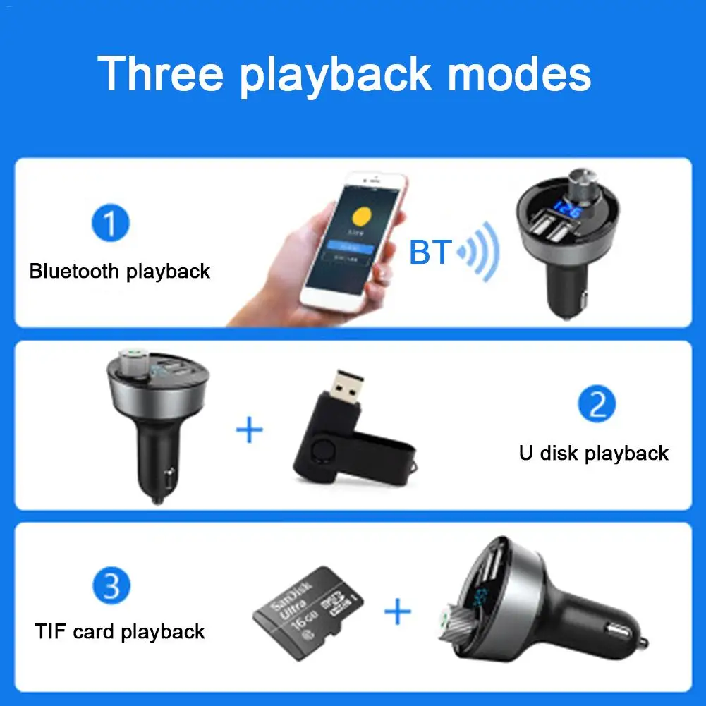Автомобильный MP3 аудио плеер fm-передатчик Bluetooth 4,2 громкой связи двойной USB Автомобильное зарядное устройство для мобильного телефона