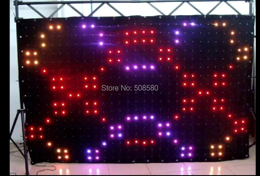 2 шт./лот, RGB 3x6 светодиодный LED видео шторы сценический костюм шт. SMD 352 огнестойкие велюр + контроллер Светодиодная завеса для зрелищных