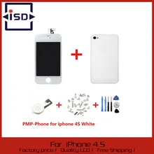 White Touch Screen + LCD Display Digitizer + Glass Back Housing Cover + Home Button Replacement part For iPhone 4S &Screw Tools