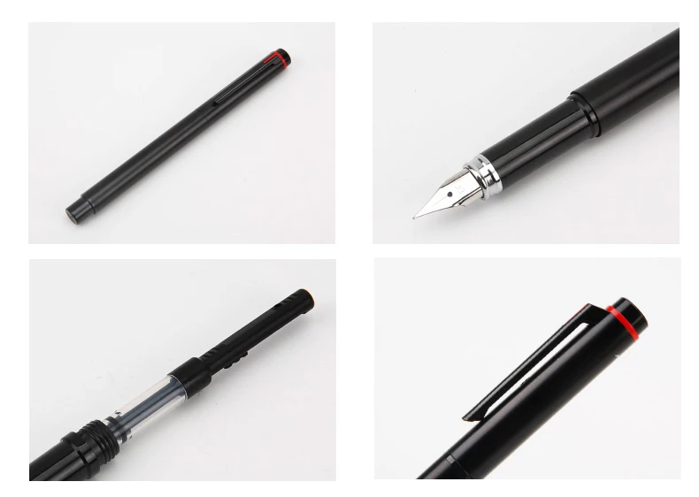 Классические черные перьевые чернильные ручки EF перо, гладкие металлические ручки для письма, офисные ручки с оригинальной подарочной коробкой, школьные принадлежности