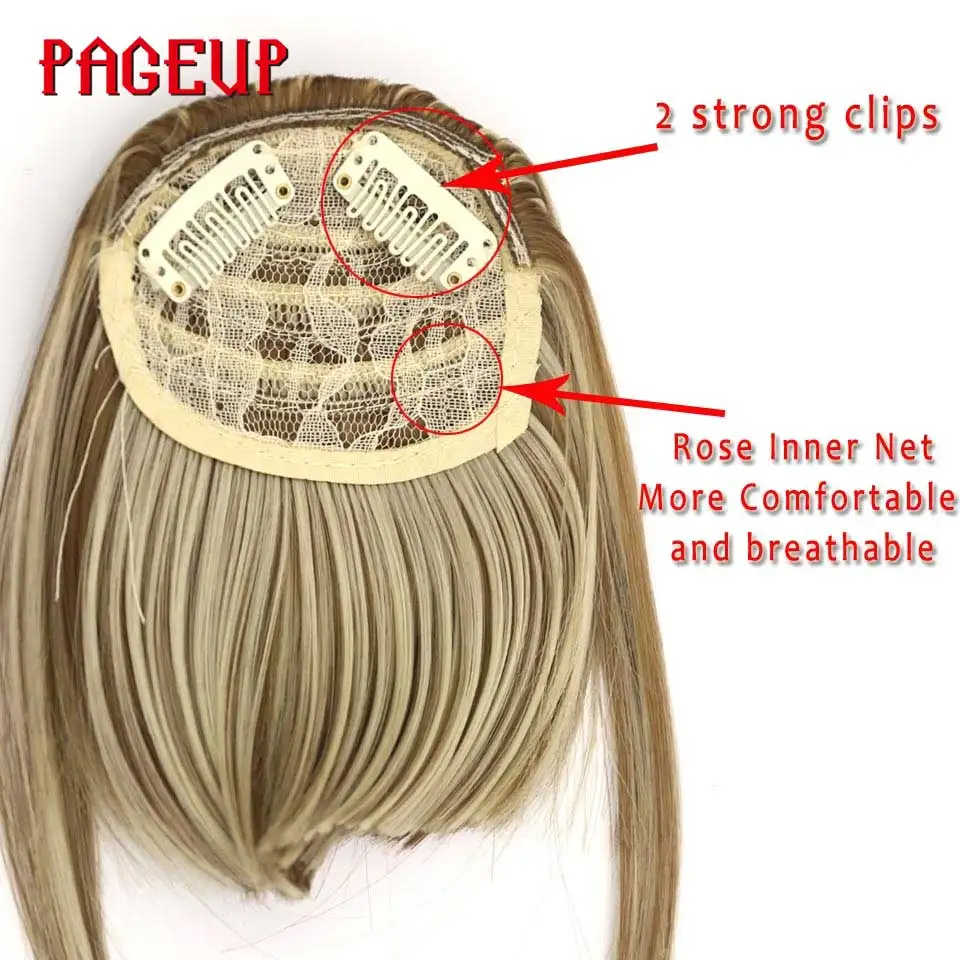 Pageup 6 Colors Synthetic Natural Front Bangs Hair pieces Clip In Fake Bangs For Women Clip In Hair Extensions Short Front Bangs