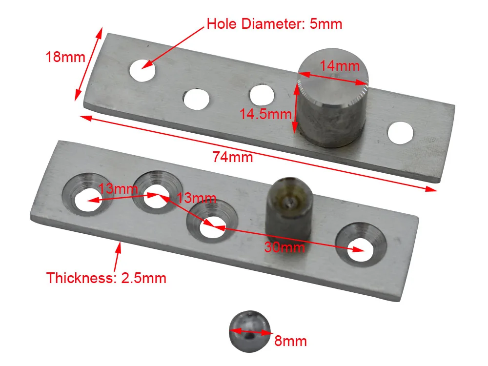 2,5 мм толщина нержавеющей стали 360 градусов вращающийся вал под дверным шарниром 74x18 мм потайные петли для шкафа