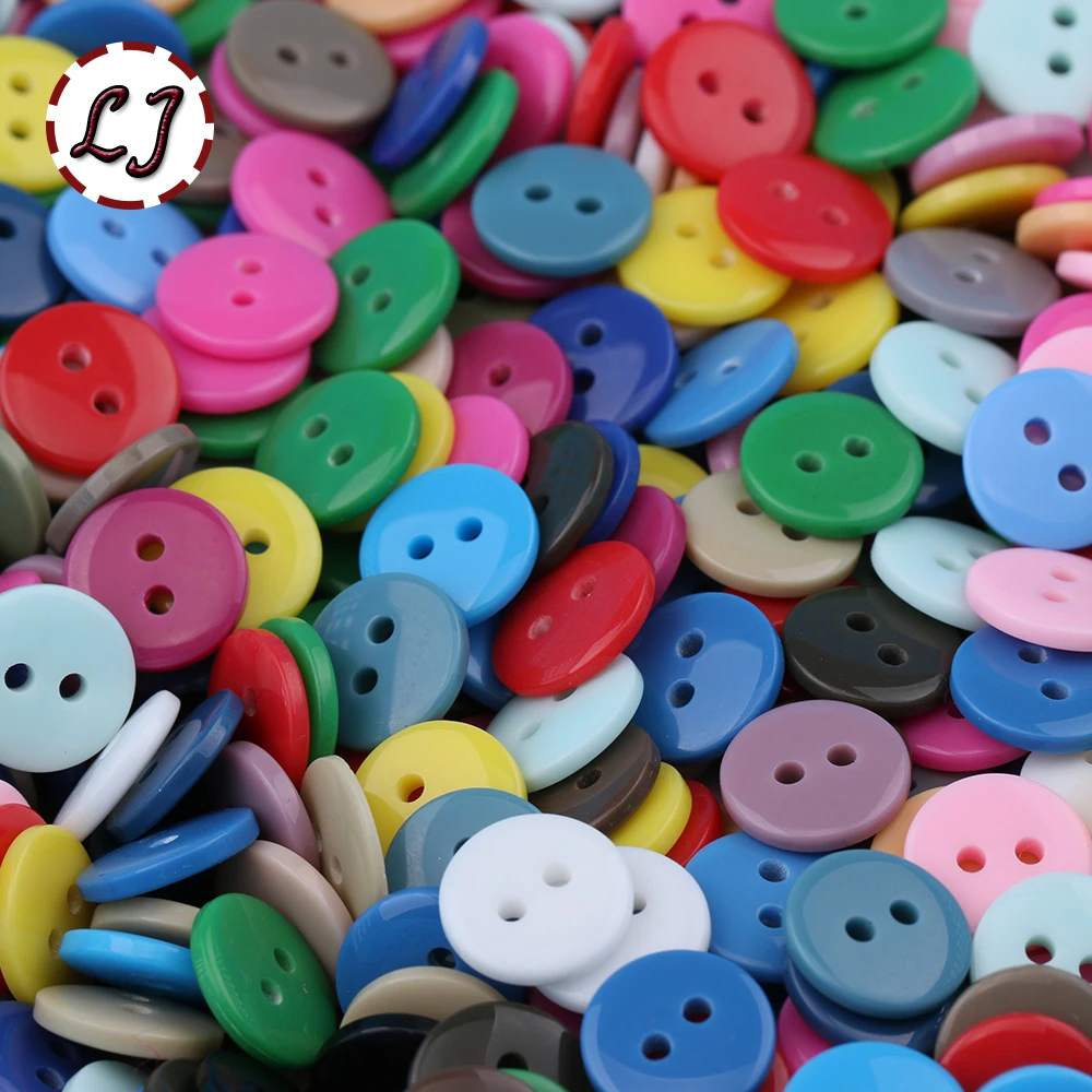 

100pcs/lot Resin Sewing Button Round 2 Holes 8.75mm( 0.34in) Dia accessory scrapbooking for child cloth Candy color