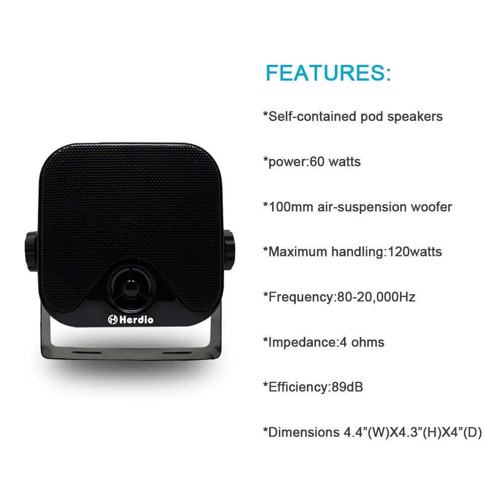 Tanie 100W 4 cal Wateproof Marine Box głośniki motocykl samochód odkryty Heavy Duty głośnik dla łodzi ATV UTV RZR wózki golfowe ciężarówka Jeep