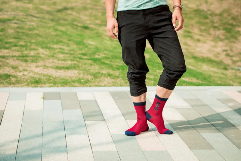 5 пар мужские носки Демисезонный толстые линии двойной иглой Гладкий Бесшовные Высокое качество Эластичность чесаный хлопковые носки