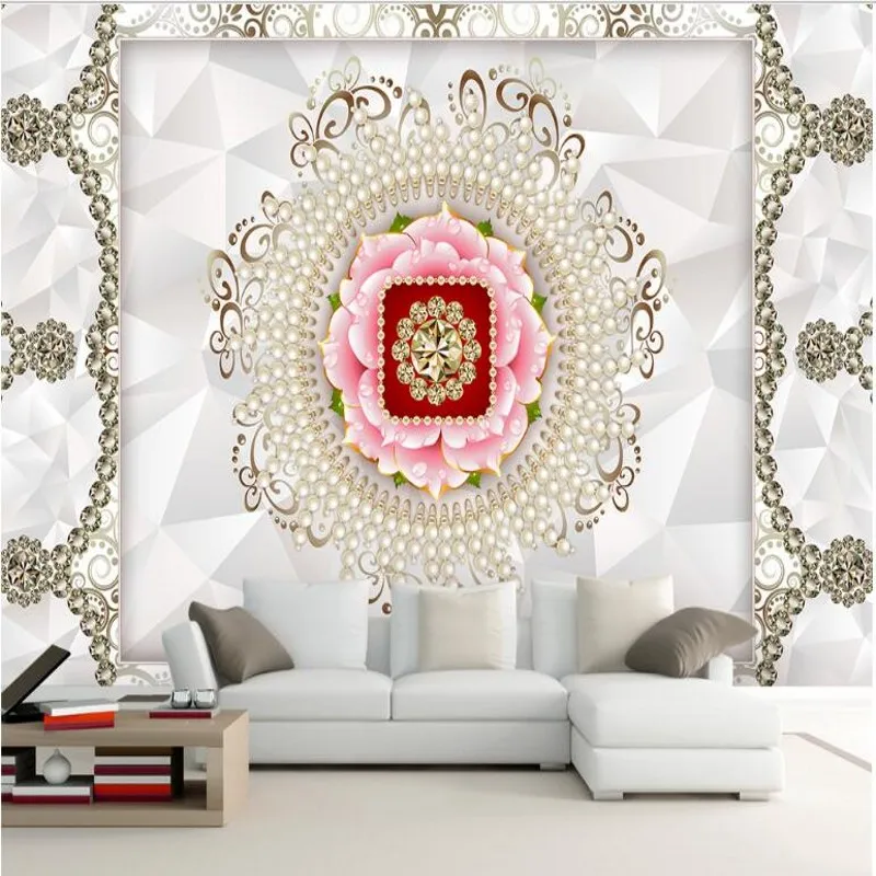 

wellyu Custom large fresco noble luxury pearl pattern 3D stereo TV sofa background wall green wallpaper papel de parede