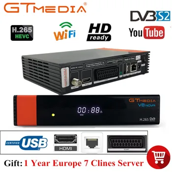 

GTMedia V8 Nova DVB-S2 H.265 decoder satellite receiver + 2year CCcam 4line built-in WIFI AVS digital televisions Set top TV box
