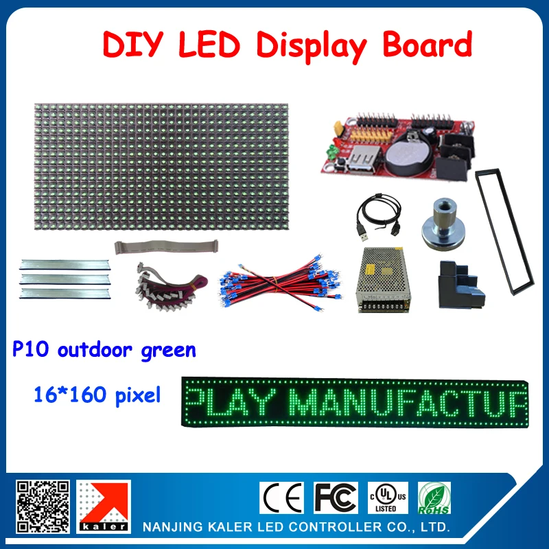 

Free shipping diy led signs for advertising waterproof outdoor led signboard with 5pcs green color p10 led modules outdoor