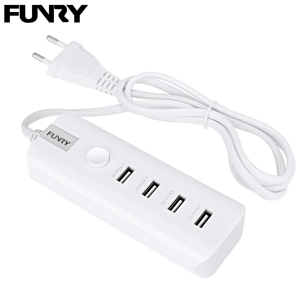 

Funry CHG-EU001 EU Plug USB Mini Chargers 5V 4 USB Interface Input 110V-250V Wall Socket Dock Fast Charging for Phones/Tables