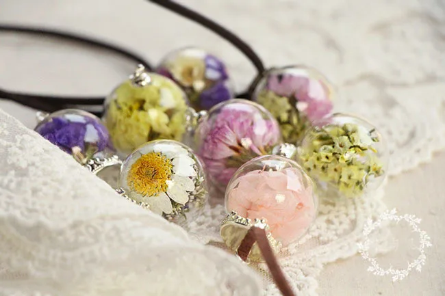 Макси ожерелье модный круглый новая стеклянная бутылка ручной работы ожерелье бутик настоящий кулон с высушенным цветком ювелирные изделия для женщин