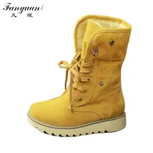 Hot 2017 de Style Européen Hiver Troupeau Bottes Solide Lce-up avec Boutons de Femmes Plat Bottes Dames Bout Rond cheville Neige Bottes