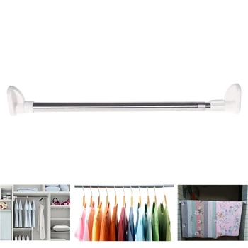 

ARWDFG Extendable Telescopic Rods Shower Curtain Poles Clothes Wardrobe Organizer Rack 50cm-80cm