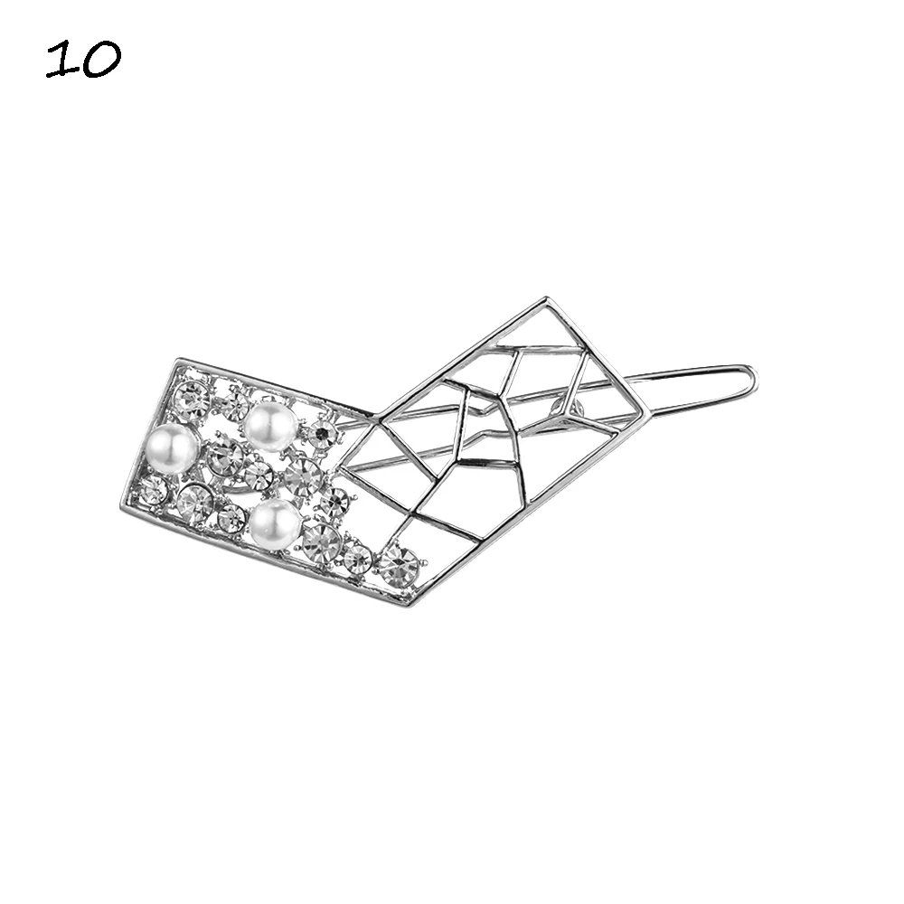 Винтажная Мода женщин девушек полые шпильки геометрической формы жемчужные заколки для волос сплав металла заколка для волос аксессуары для укладки волос - Цвет: 10