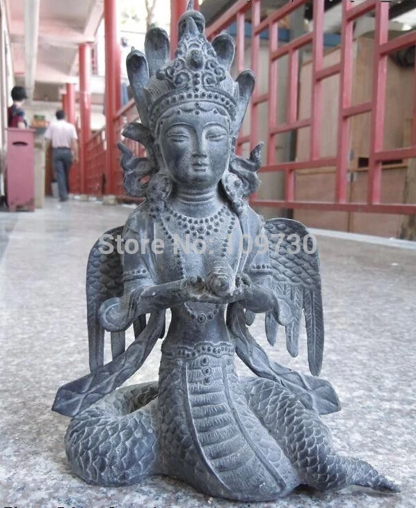 

bir 001252 China Tibet bronze old carved wing snake buddha statues