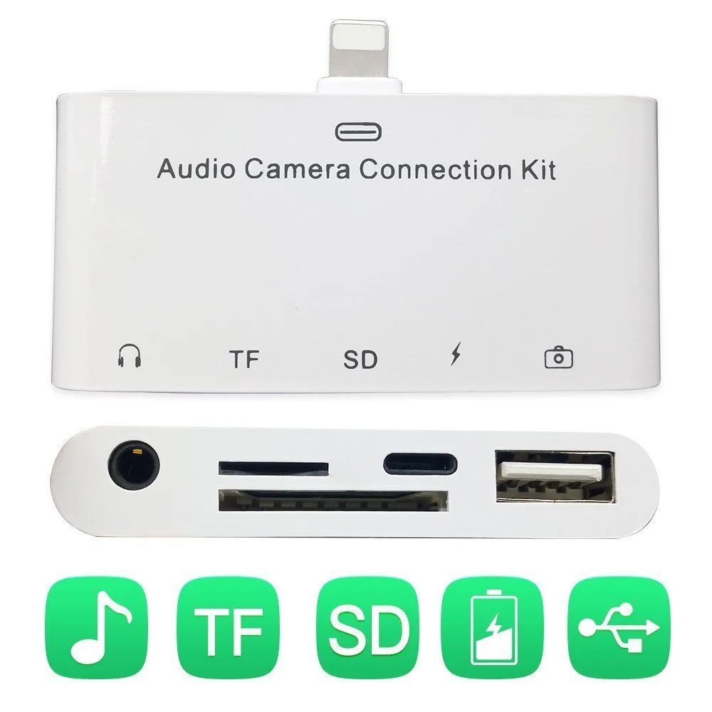 5 in 1 for Lightning to Audio Camera Connection Kit Camera Reader