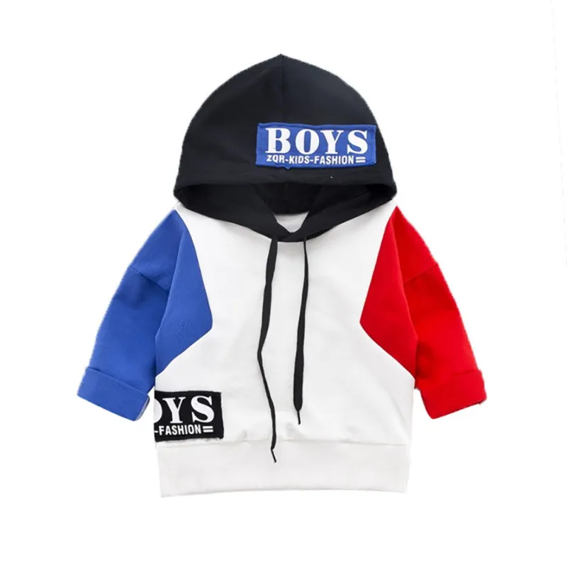 

Children Boy Girl Warm Autumn Coat Jackets Letter Print Toddler Patchwork Hoodie Long Sleeve Outerwear Clothes