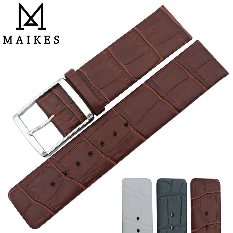 Ремешок для часов MAIKES из натуральной кожи аллигатора коричневого цвета|genuine leather